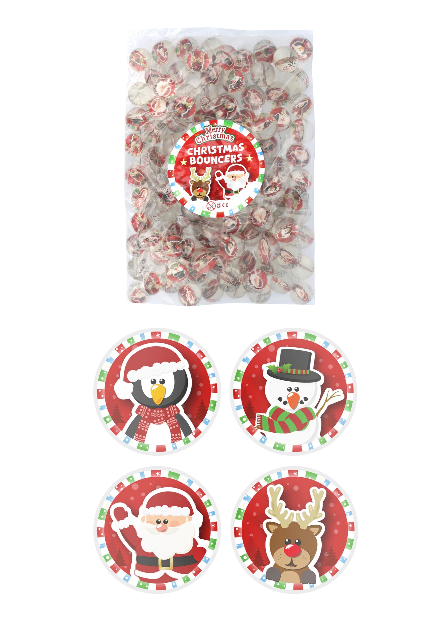 Pack of 100 Christmas Bouncy Jet Balls (3.3 cm)