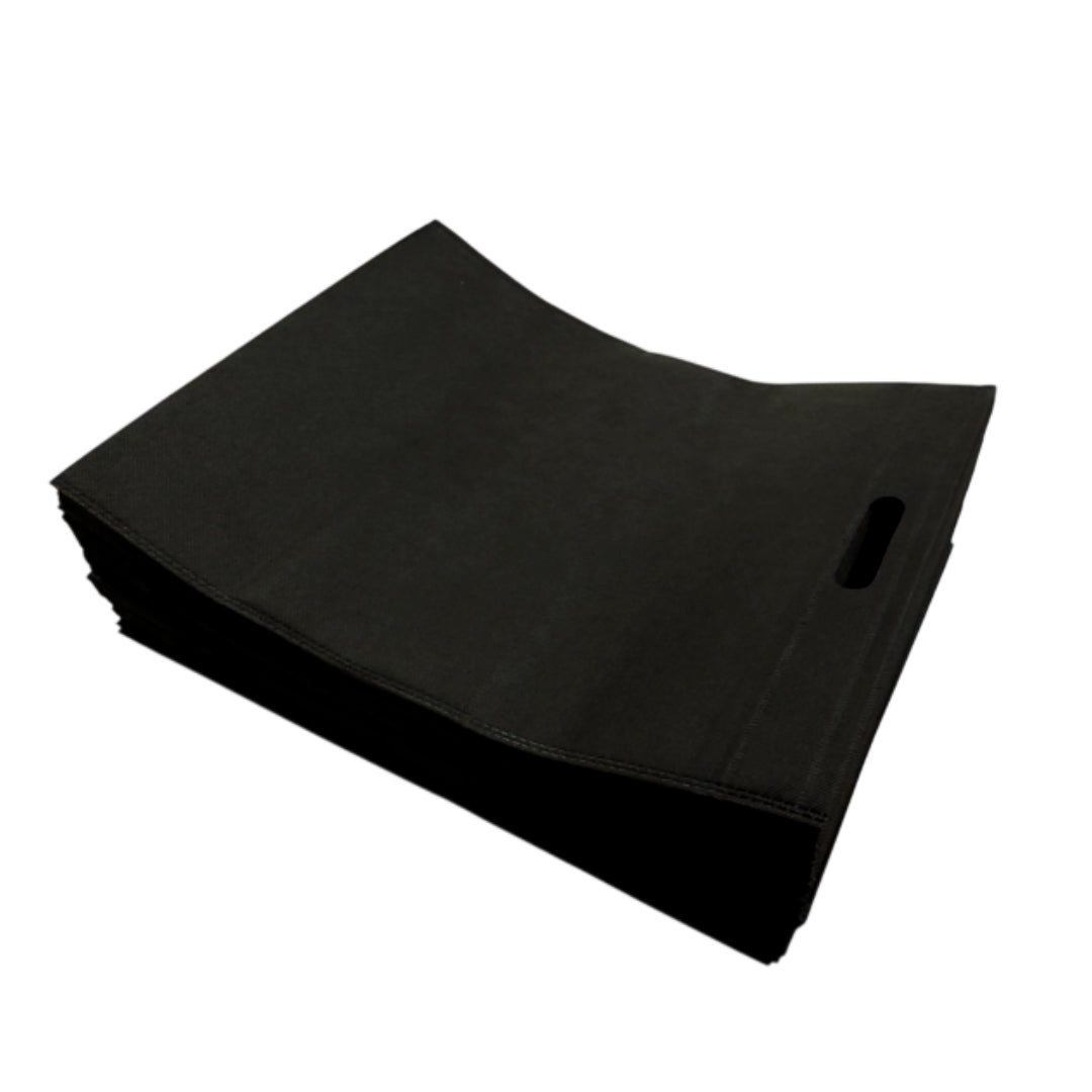 Pack of 25 Black Coloured 50x40cm Non-Woven Patch Handle Bags