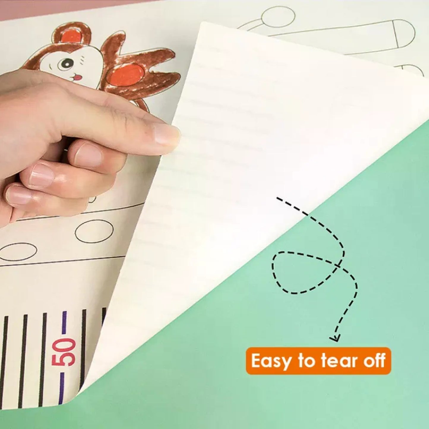 Single Doodling Height Chart Sticker with Removable Glue