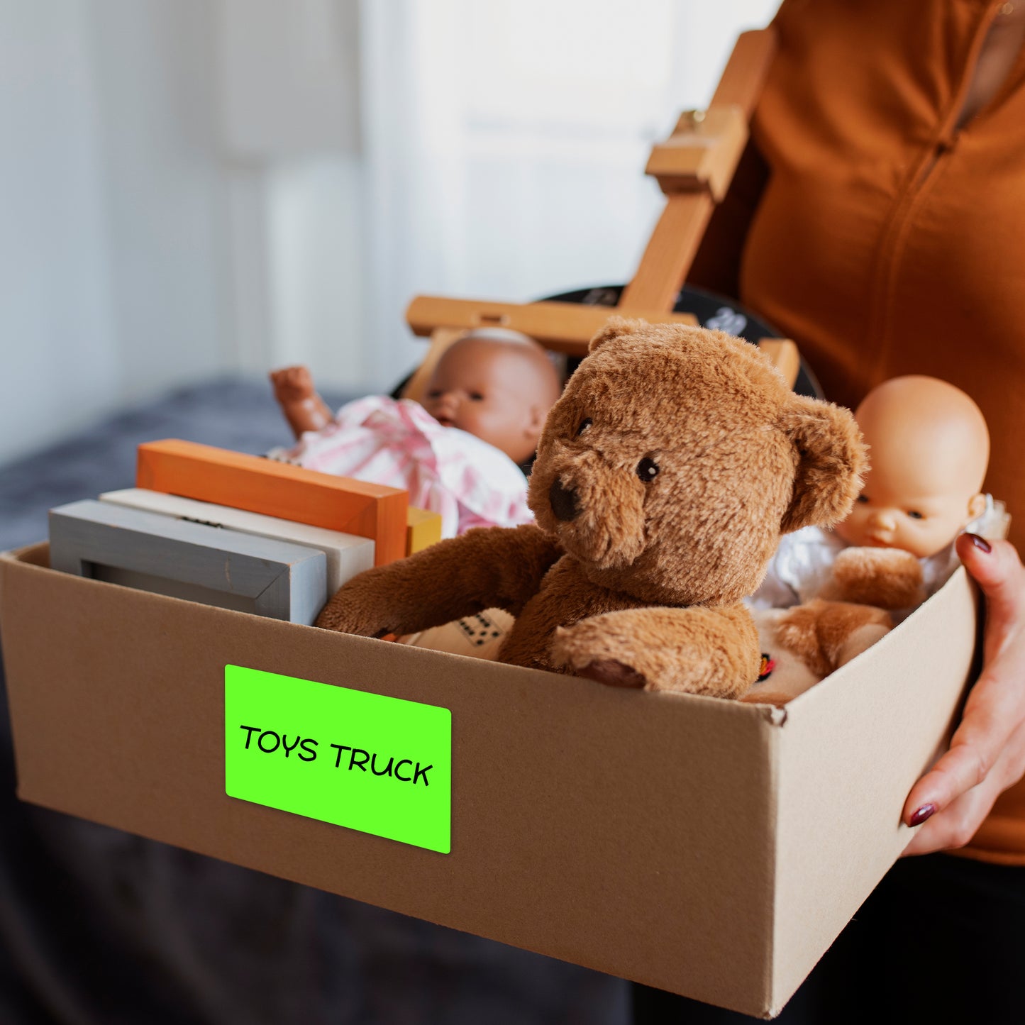 Pack of 96 Fluorescent Yellow 50x80mm Rectangular Labels