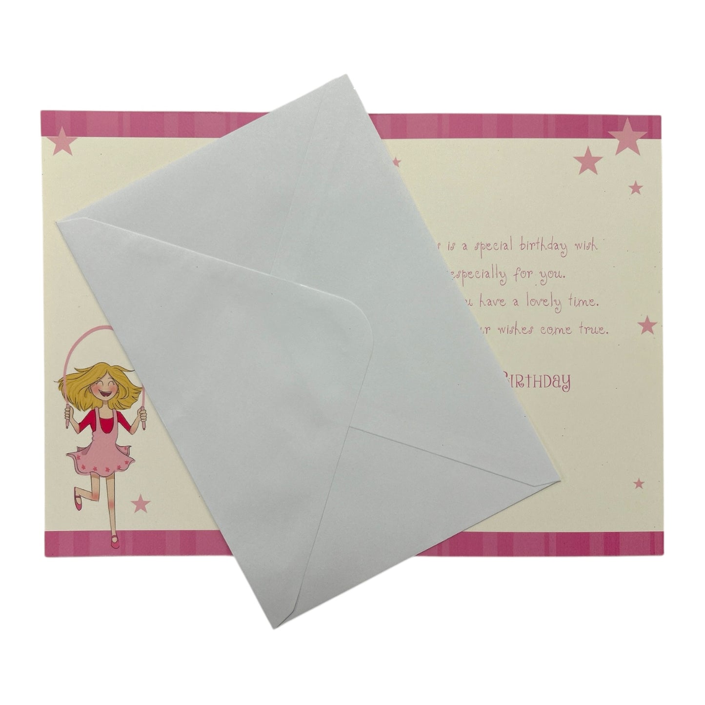 Cousin Female Juvenile Girl Skipping Design Birthday Card