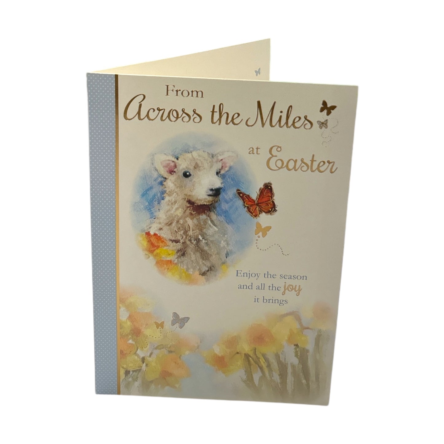 Across The Miles Cute Lamb Floral Design Easter Card