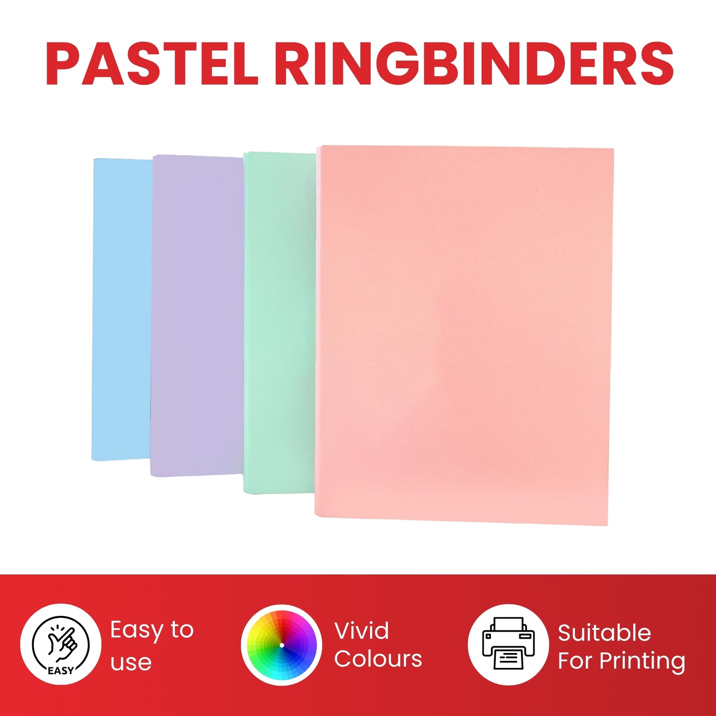 Pack of 10 A4 Pastel Purple Paper Over Board Ring Binders by Janrax