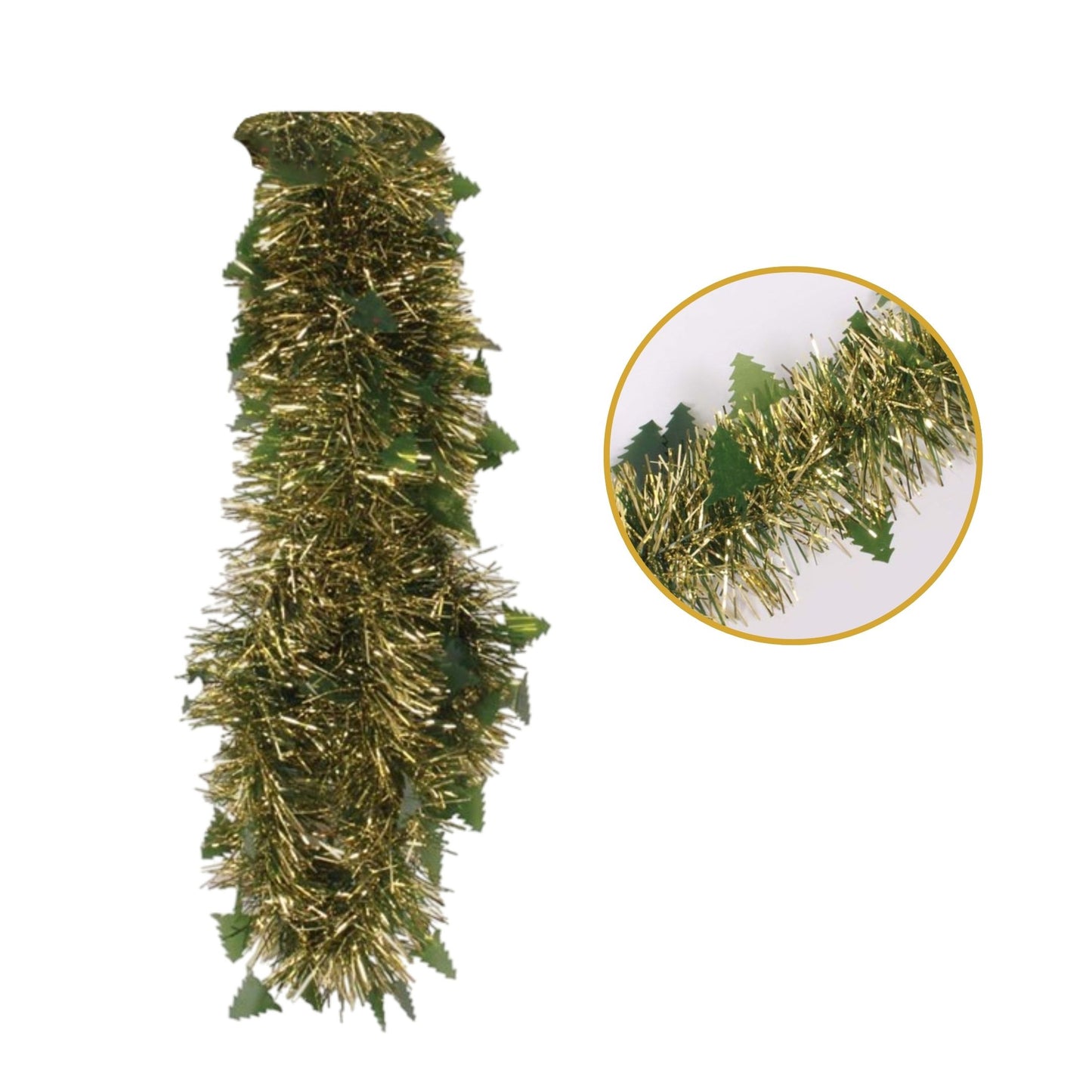 Christmas Die Cut Xmas Tree Gold Tinsel 2m