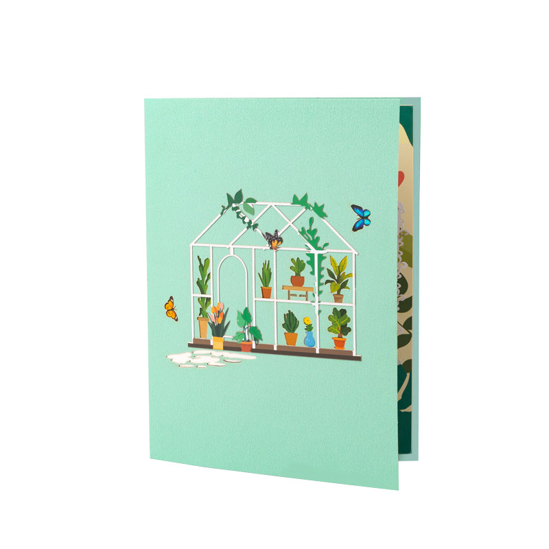 Blooming Haven Botanical 3D Greenhouse 3D Pop Up Greeting Card