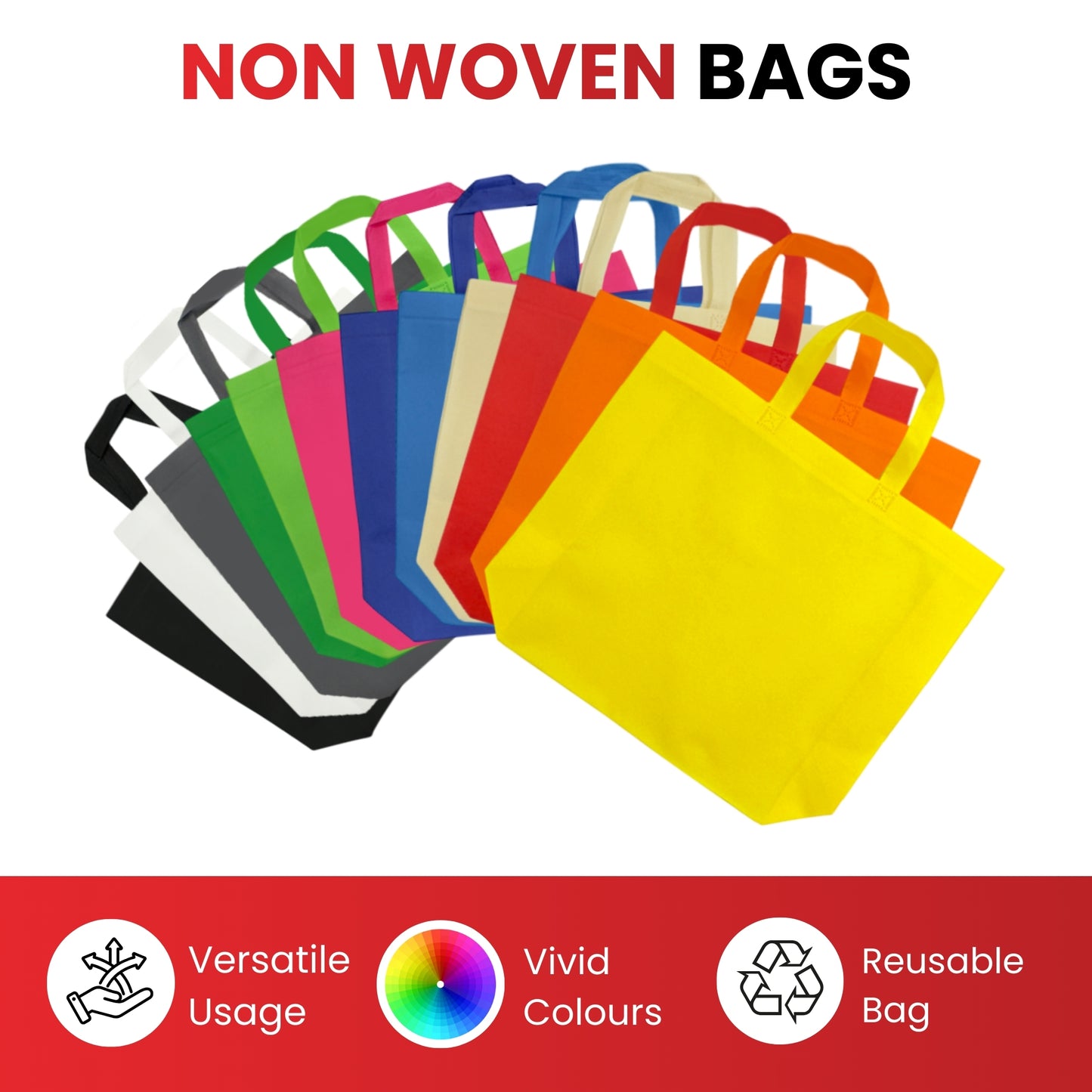 Pack of 25 Grey Coloured 45x35x12cm Non-Woven Bags with Handle
