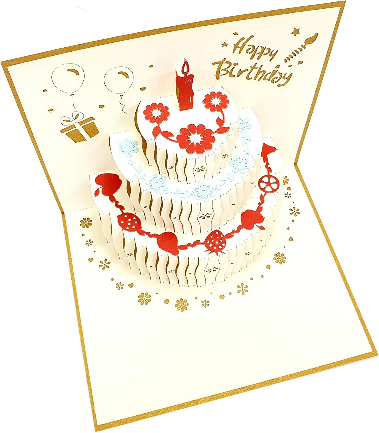Golden Fruit Cake Design 3D Pop Up Birthday Card