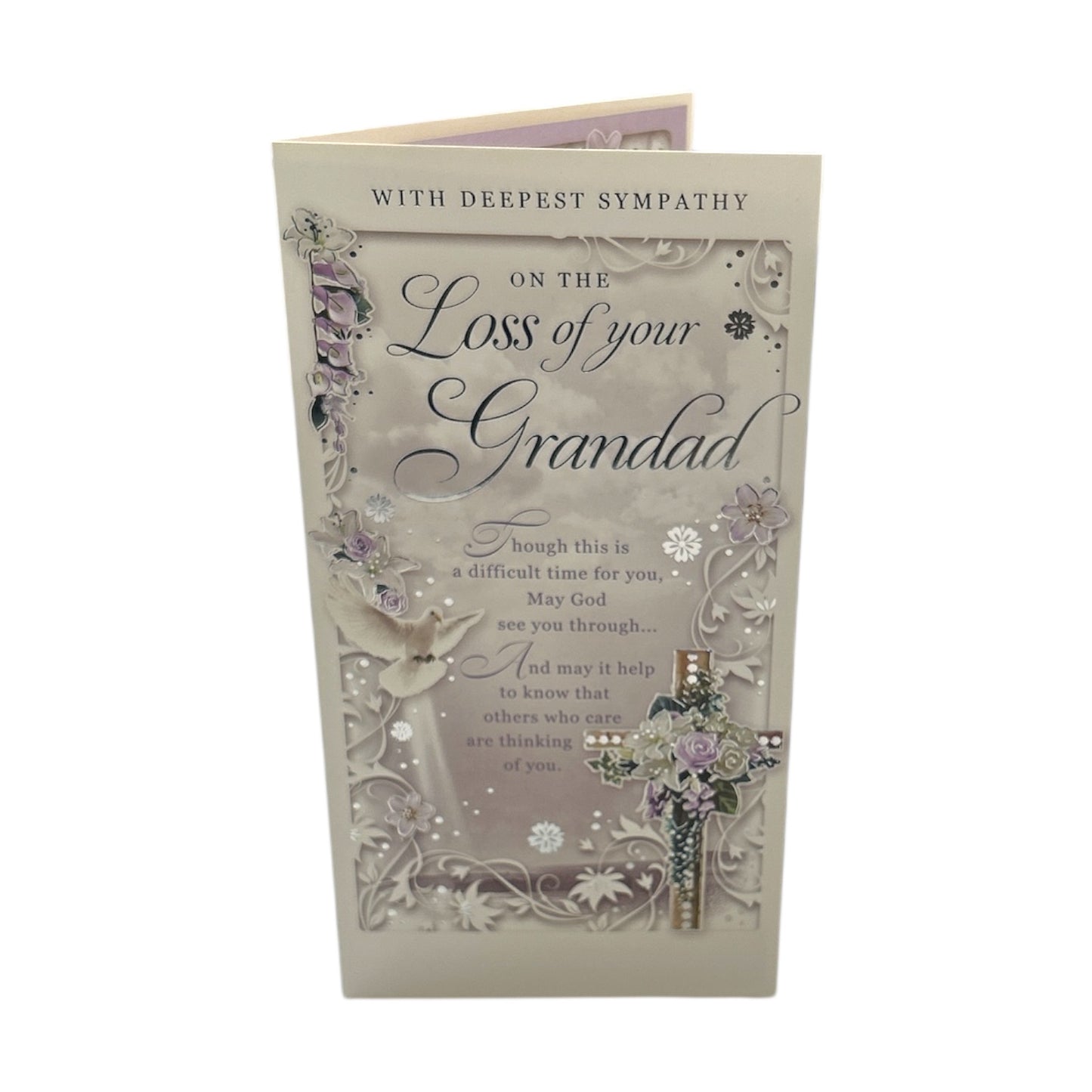 On The Loss of Your Grandad Religious Cross Design Sympathy Opacity Card