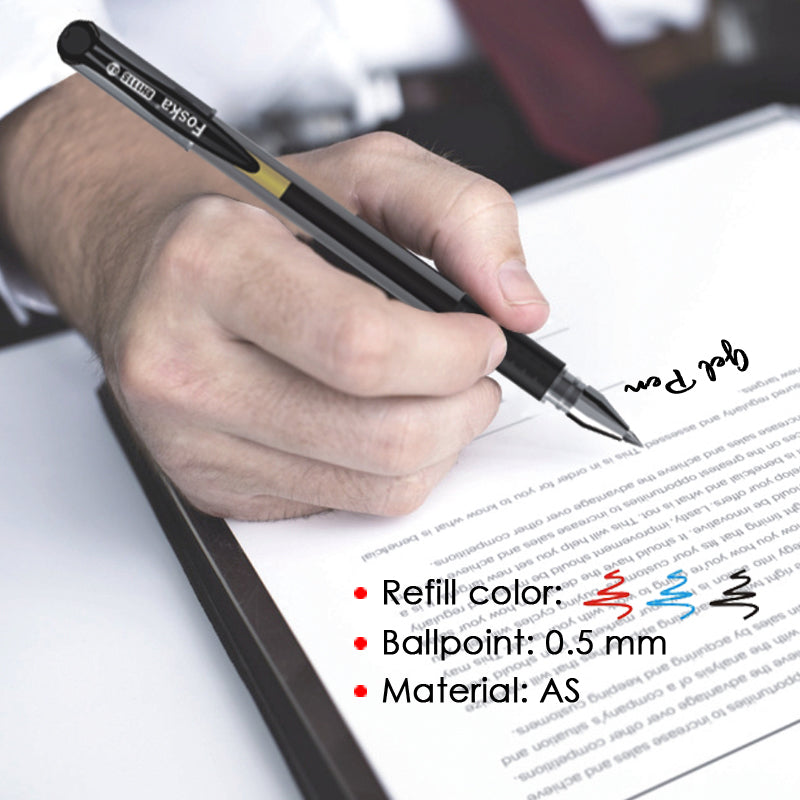 Pack of 12 Rubber Grip Black Gel Pens 0.5mm