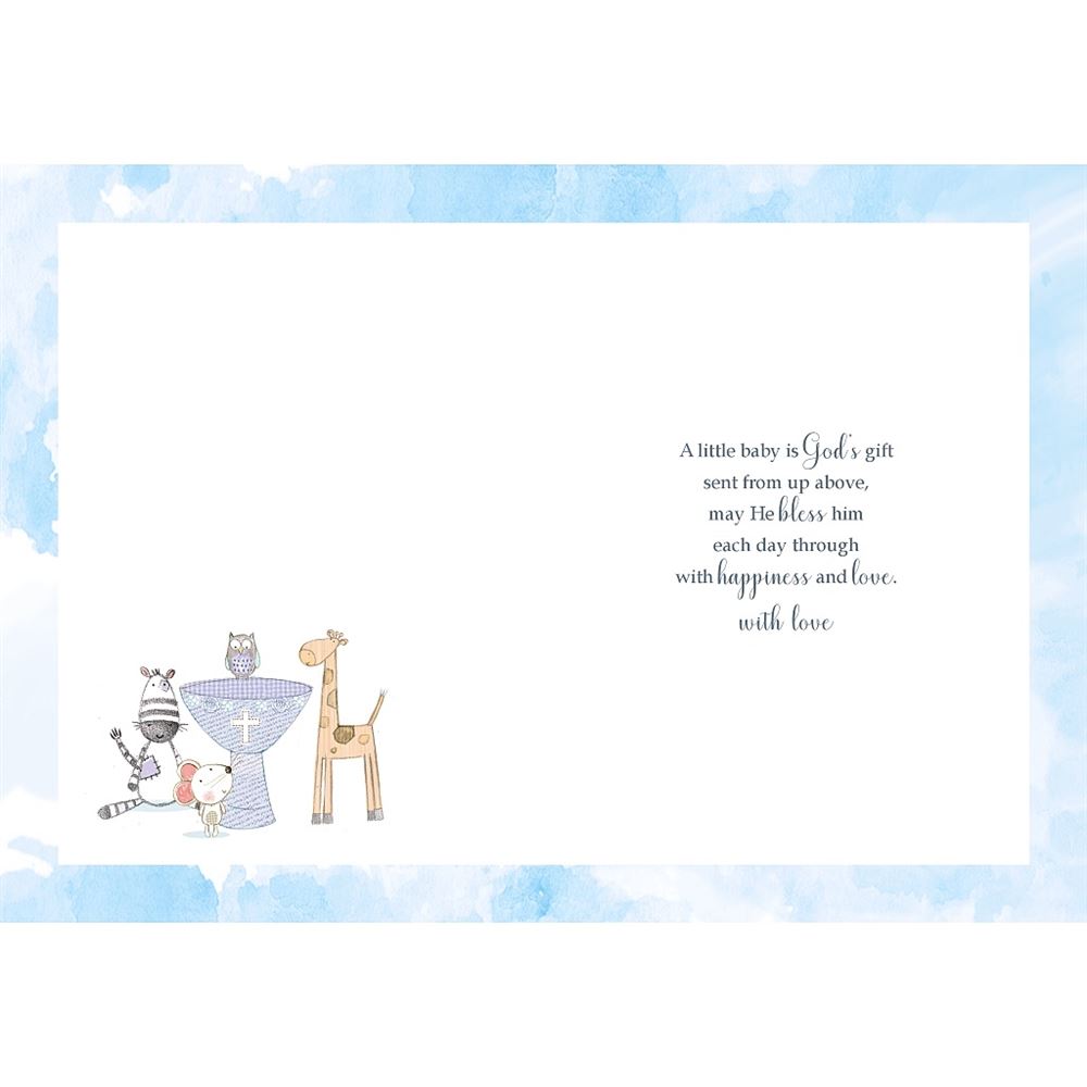 Church, Animals and Sentiment Verse Special Godson Christening Congratulations Card