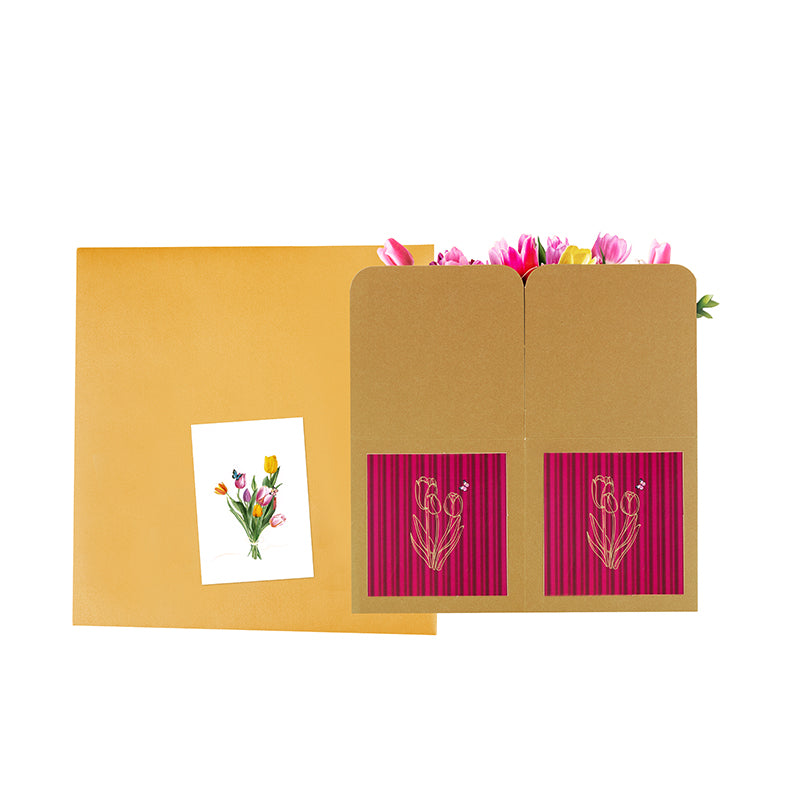 Tulip Beige 3D Pop Up Birthday Box Card - Spring Mother's Day Birthday Mum