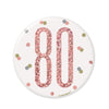 Birthday Rose Gold Glitz Number 80 Badge
