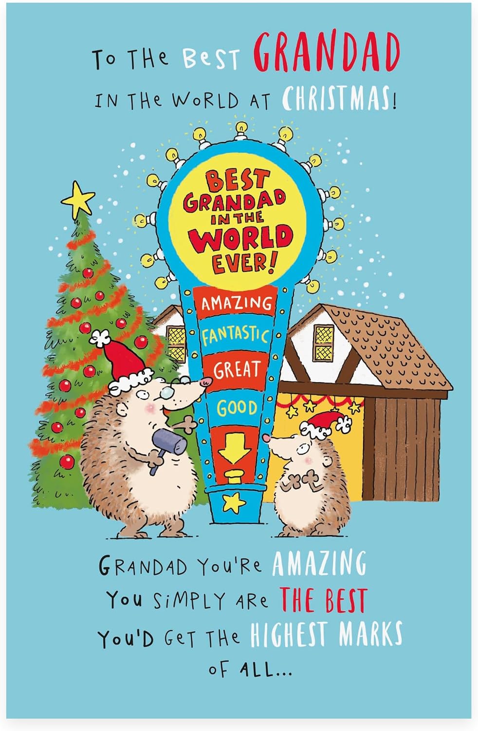 Hedgehogs Design Grandad Christmas Card