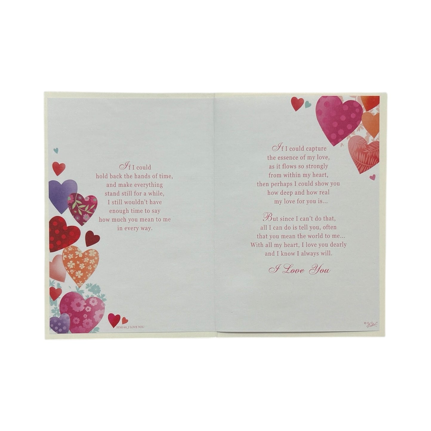 I Love You So Much Colourful Hearts Design Open Card