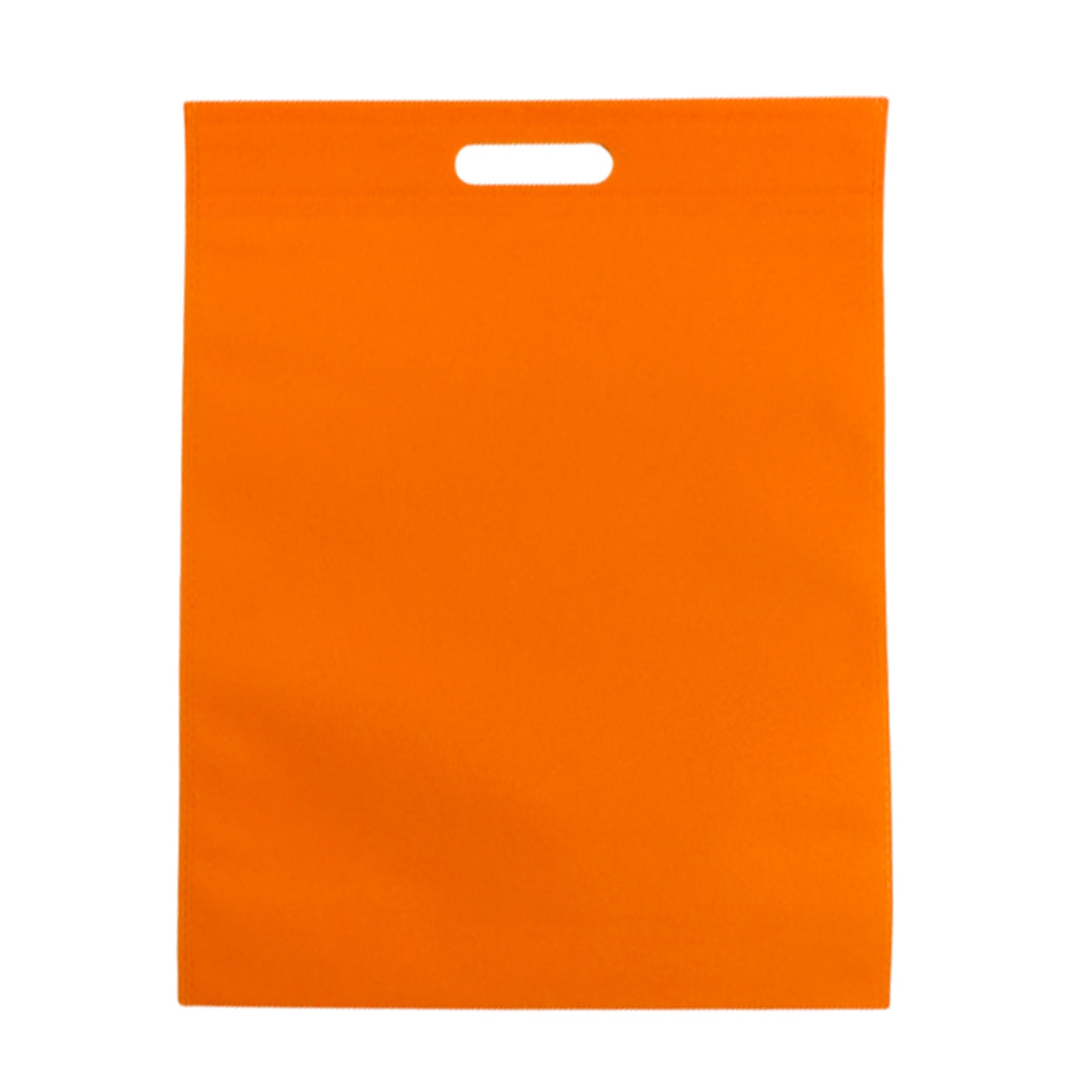 Pack of 100 Orange Coloured 35x25cm Non-Woven Patch Handle Bags