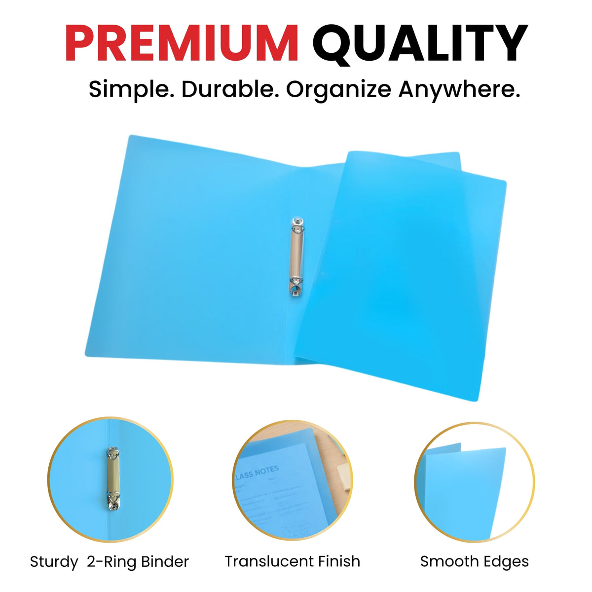 A4 Slim Clear Translucent Ringbinder - Filing Ring Binder Storage