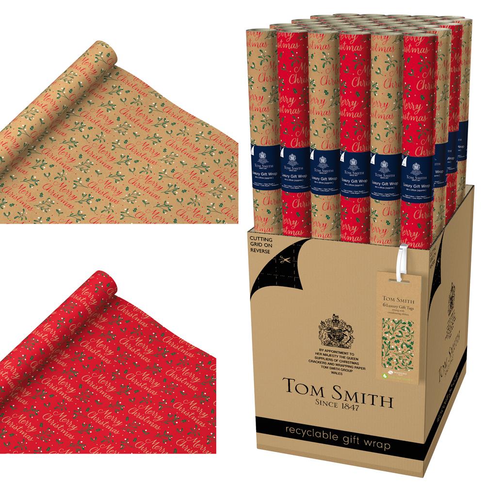 Pack of 2 3m Christmas Merry Berry Design Gift Wrap Rolls