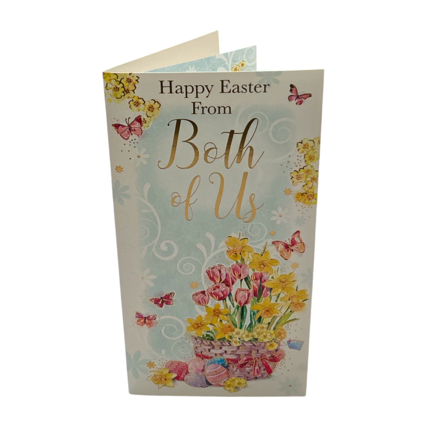 From Both Of Us Basket of Flowers and Eggs Design Easter Card