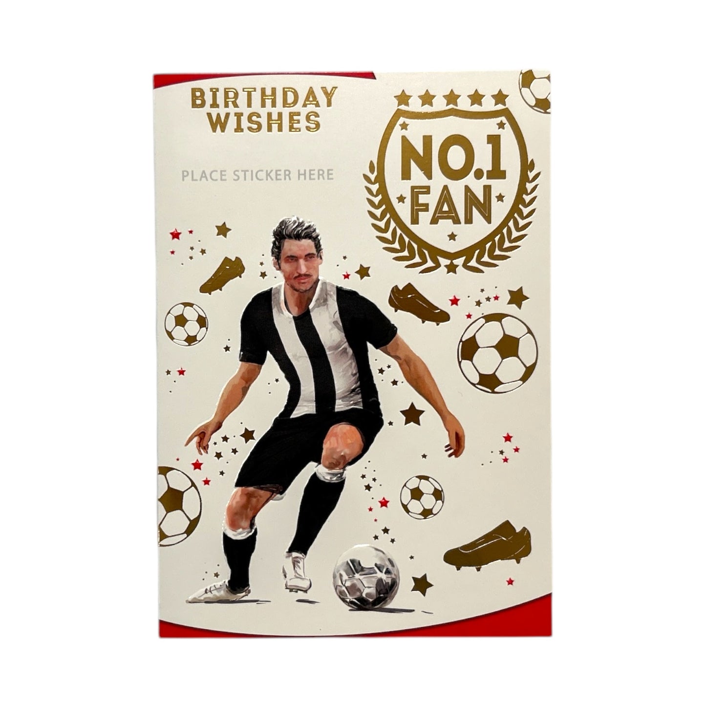 A Man In Black and White Soccer Uniform Customized Male Birthday Card