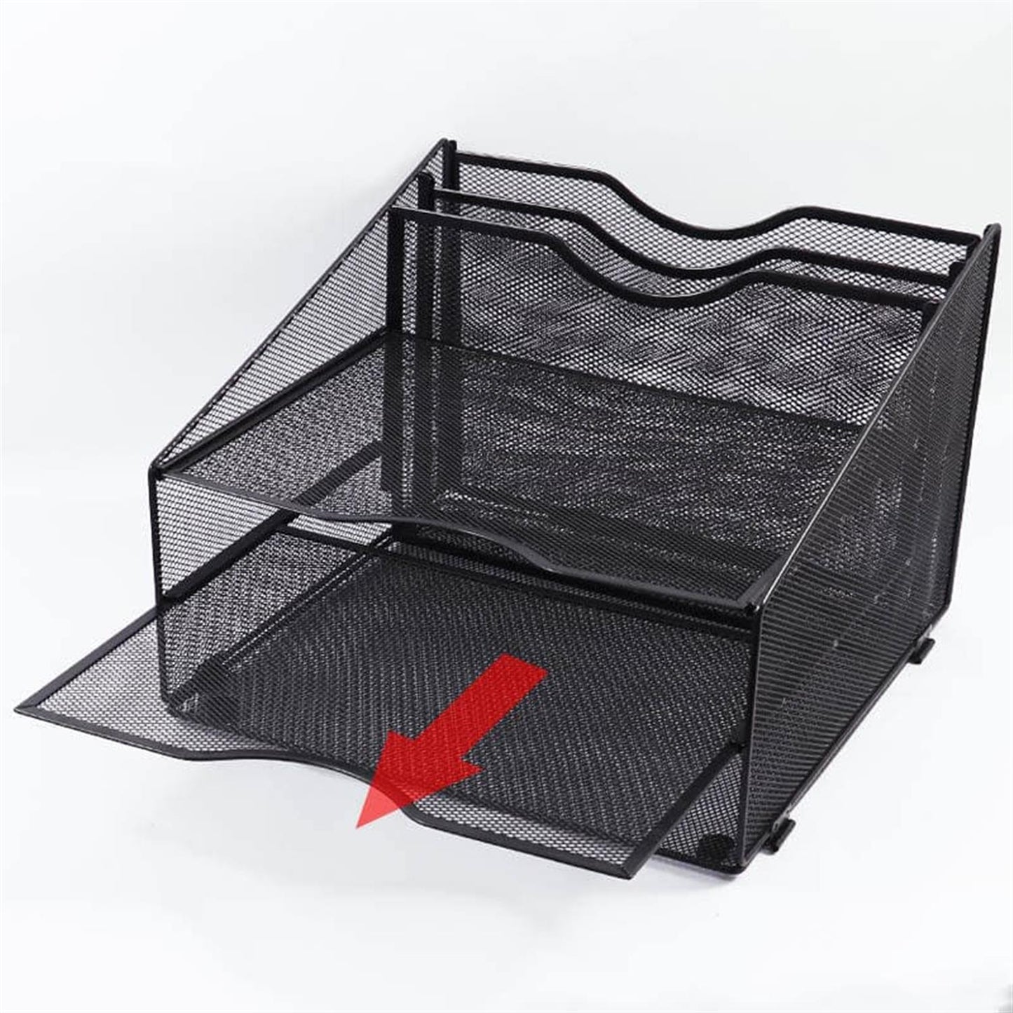 3 Letter Trays and 2 Vertical Sections Black Metal Desk Organizer
