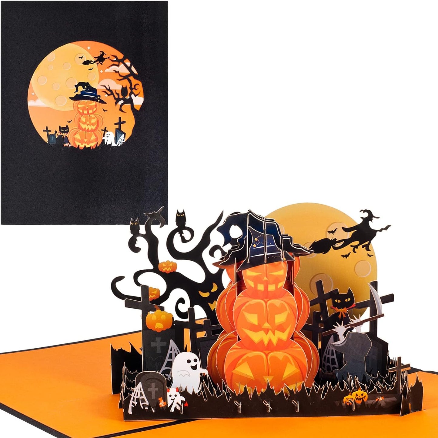 Pumpkins With Witchlight Night 3D Pop Up Halloween Card