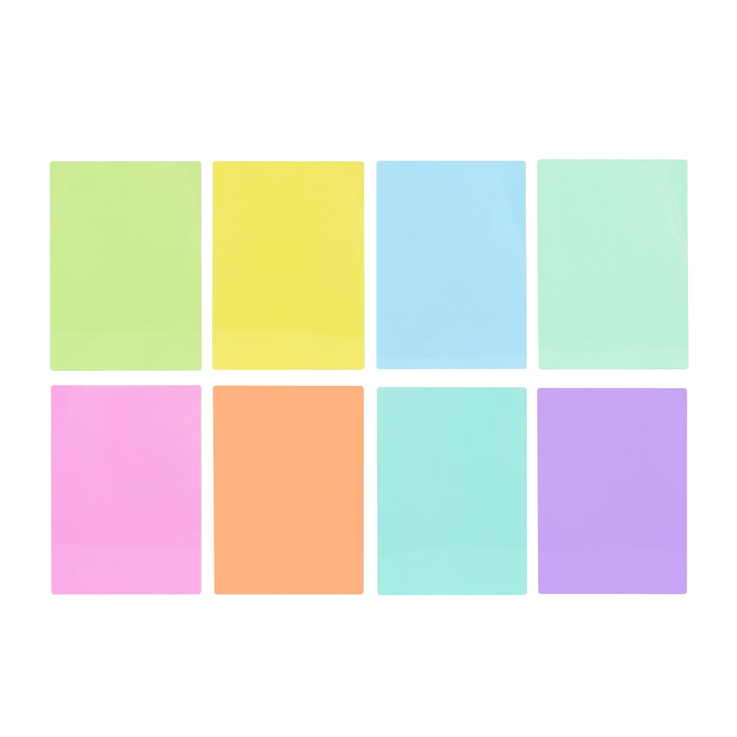 Pack of 8 A5 Plain Assorted Coloured Dyslexia Overlay Reading Sheets – PET Material, Rounded Corners