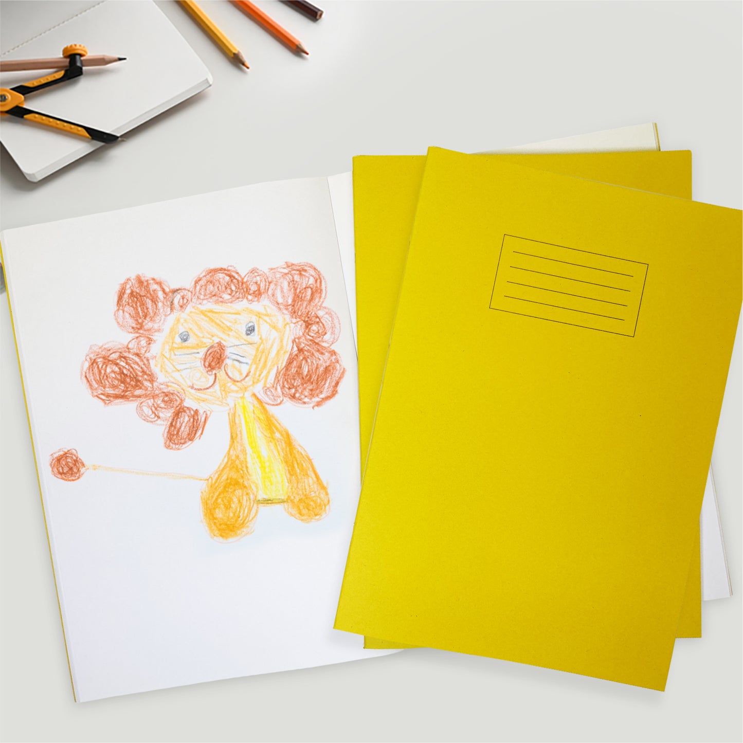 Janrax A4 Yellow 80 Page Blank Paper Exercise Book WF Paper with 225gsm Manilla Cover