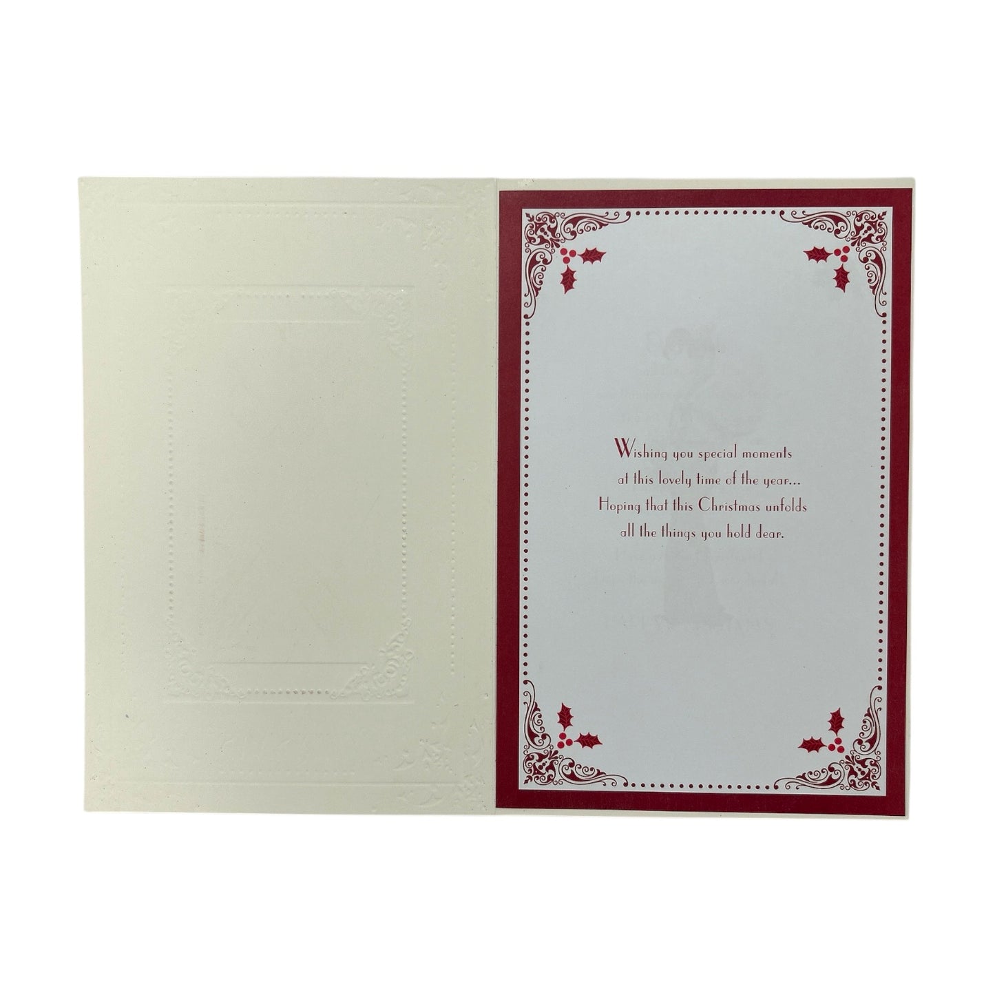 To My Fiancée Elegant Woman Holding Flowers Design Christmas Card