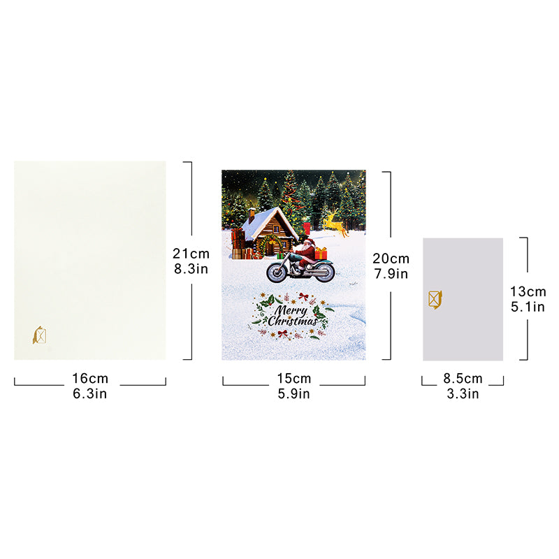 Santa on Wheels 3D Christmas Motorcycle Pop Up Card