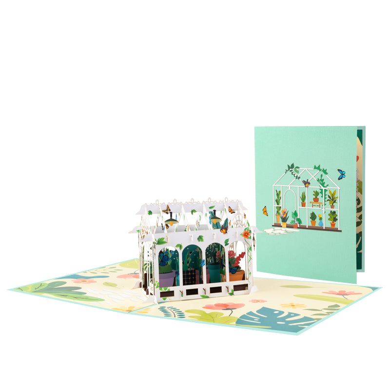 Blooming Haven Botanical 3D Greenhouse 3D Pop Up Greeting Card