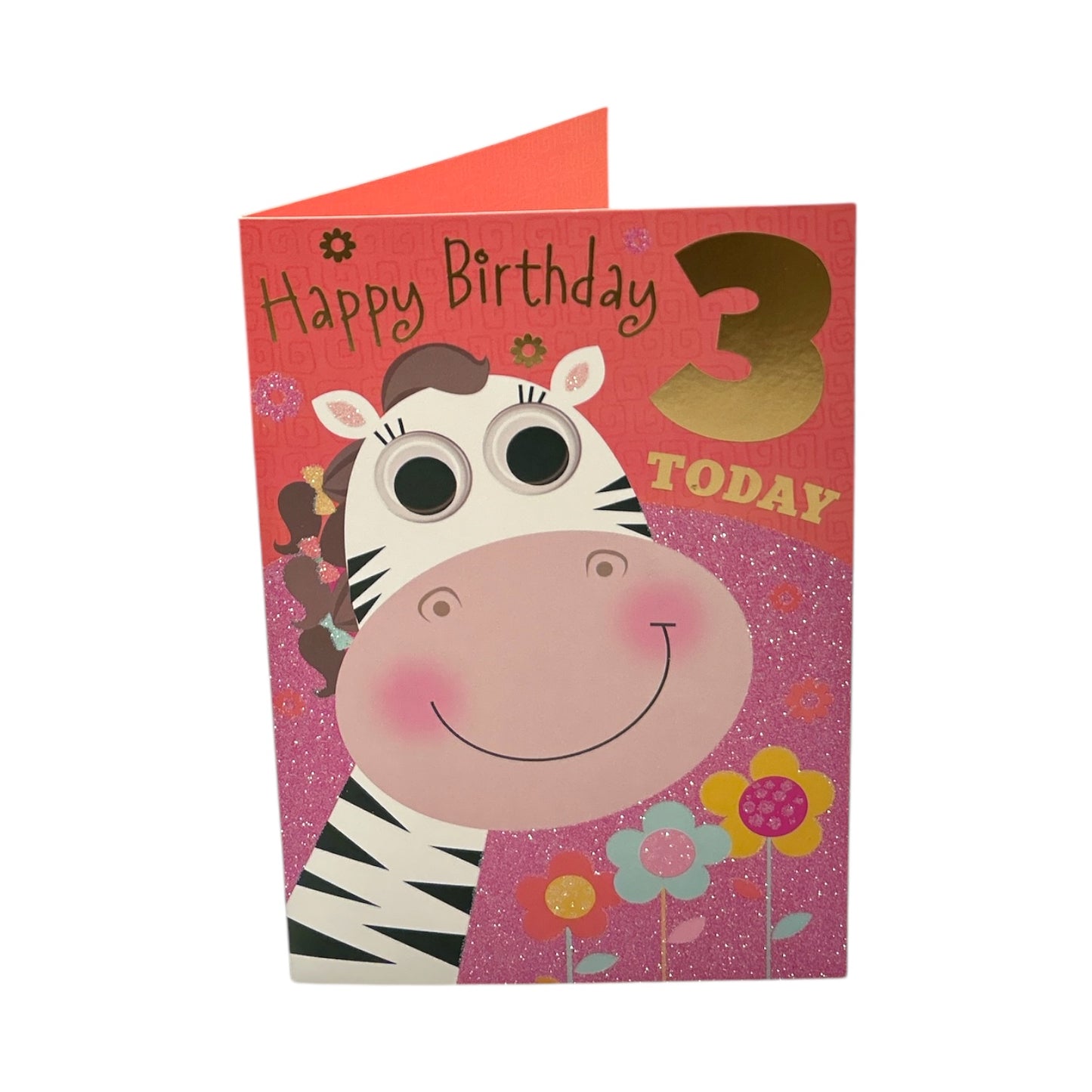 Age 03 Female Juvenile Giraffe with Flowers Design Birthday Card