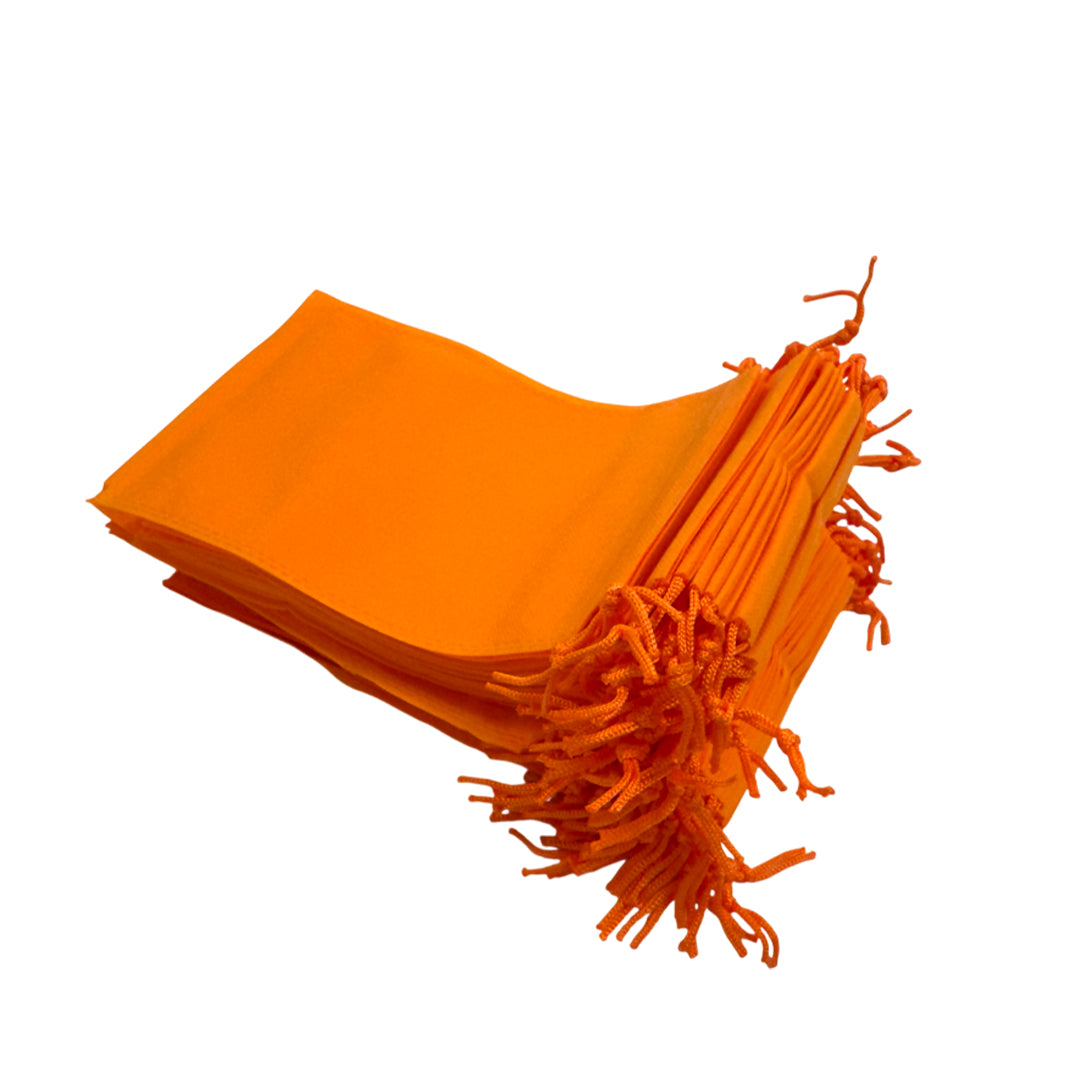 Pack of 100 Orange Coloured 35x25cm Non-Woven Drawstring Bags
