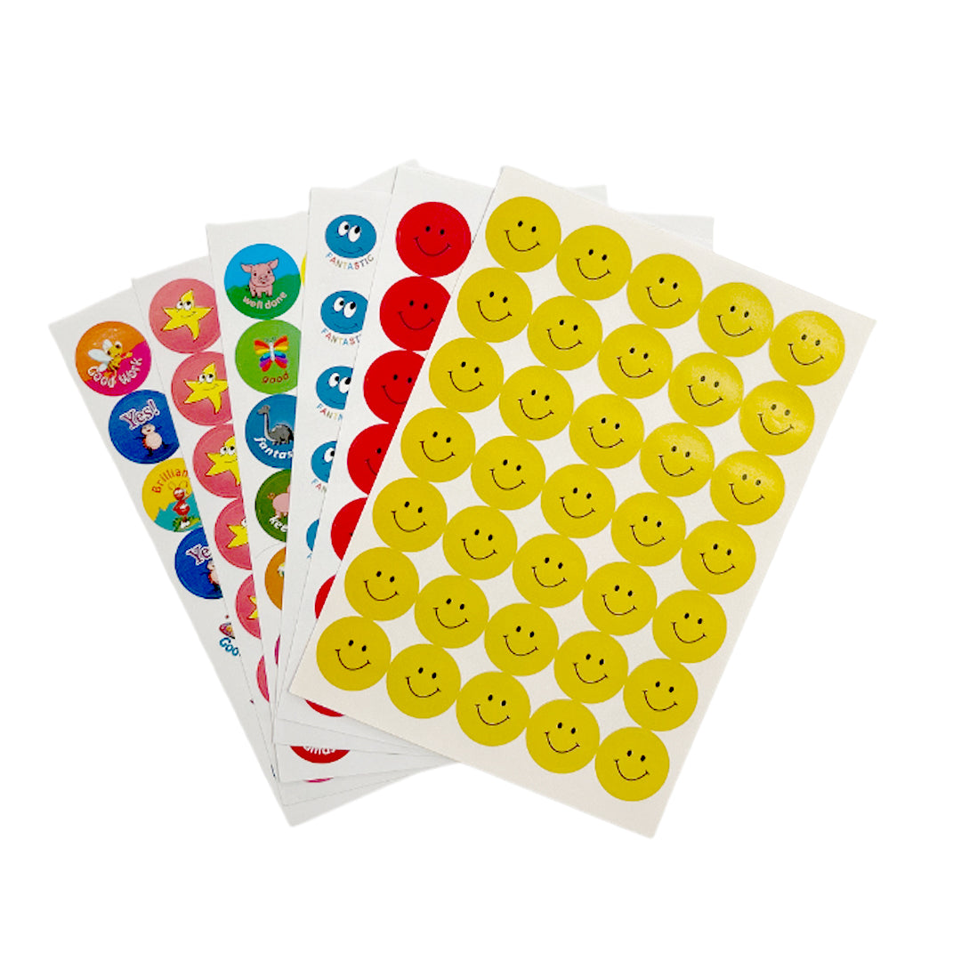 Pack of 5040 Motivational Assorted Merit Award Face 24mm Self-Adhesive Labels