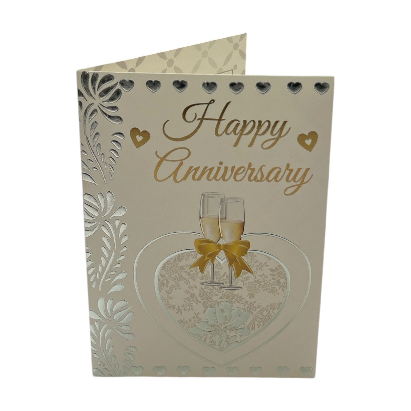 Traditional Champagne Gold and Silver Design Anniversary Card