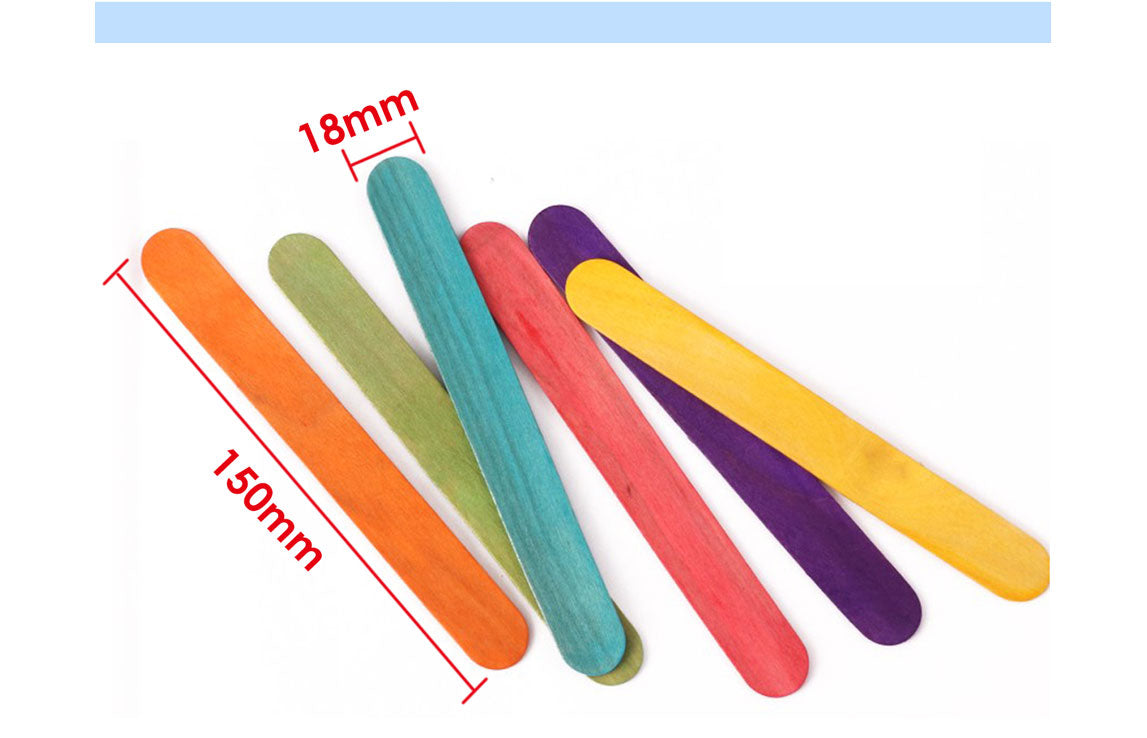 Pack of 50 Assorted Colour Wooden Lollipop Sticks