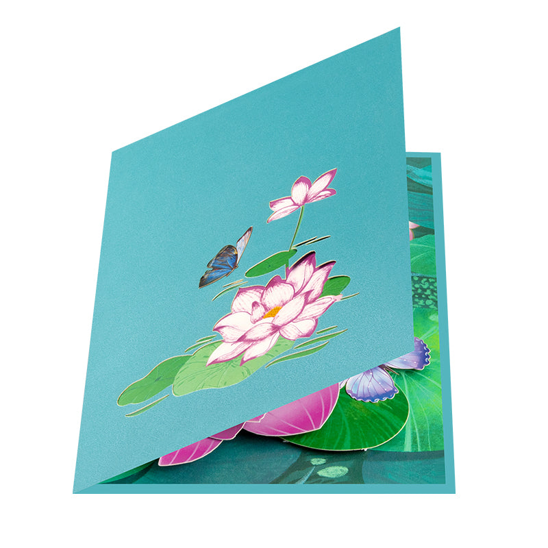 Floating Grace Pink Lotus Pop Up Greeting Card