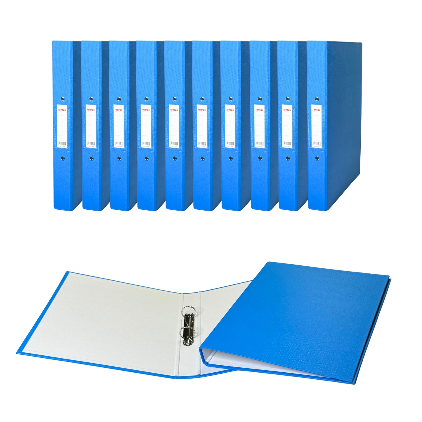 Pack of 20 A4 Light Blue Paper Over Board Ring Binders by Janrax