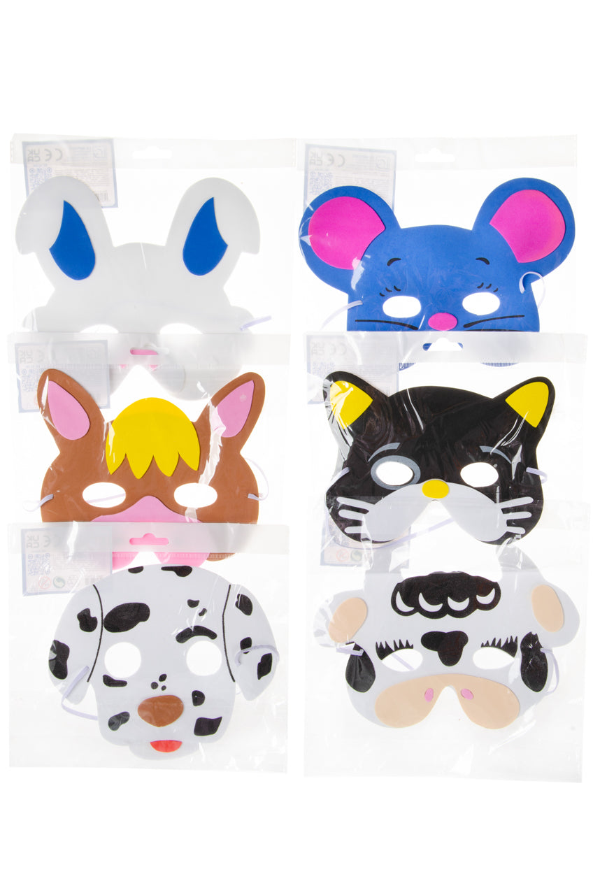 Pack of 6 Farm Animal Foam Masks