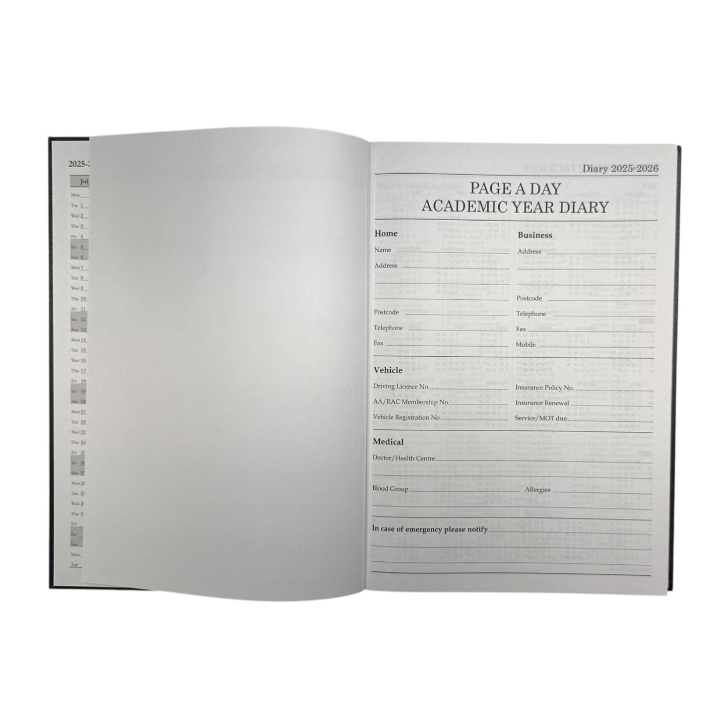 Janrax 2025-2026 A4 Day Per Page Blue Academic Diary