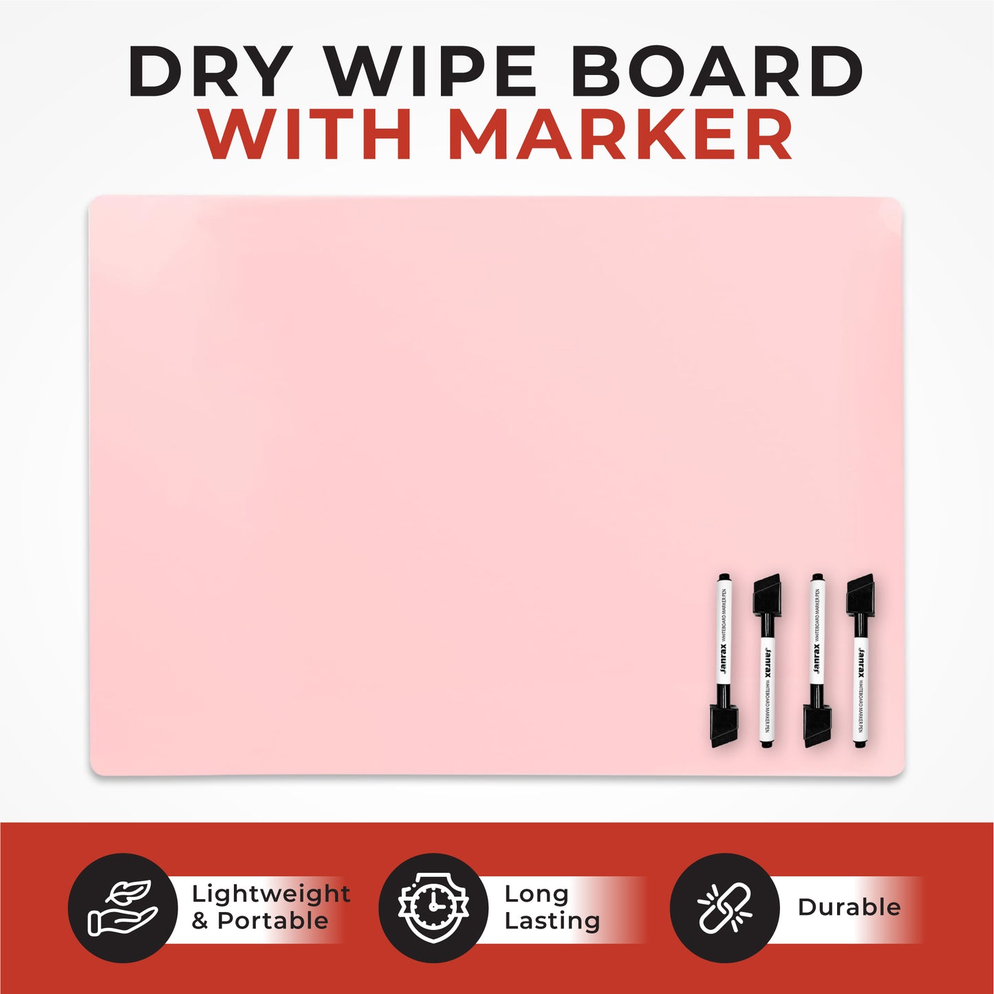 Pack of 12 A3 Assorted Coloured Whiteboards with 12 White Board Marker Pens