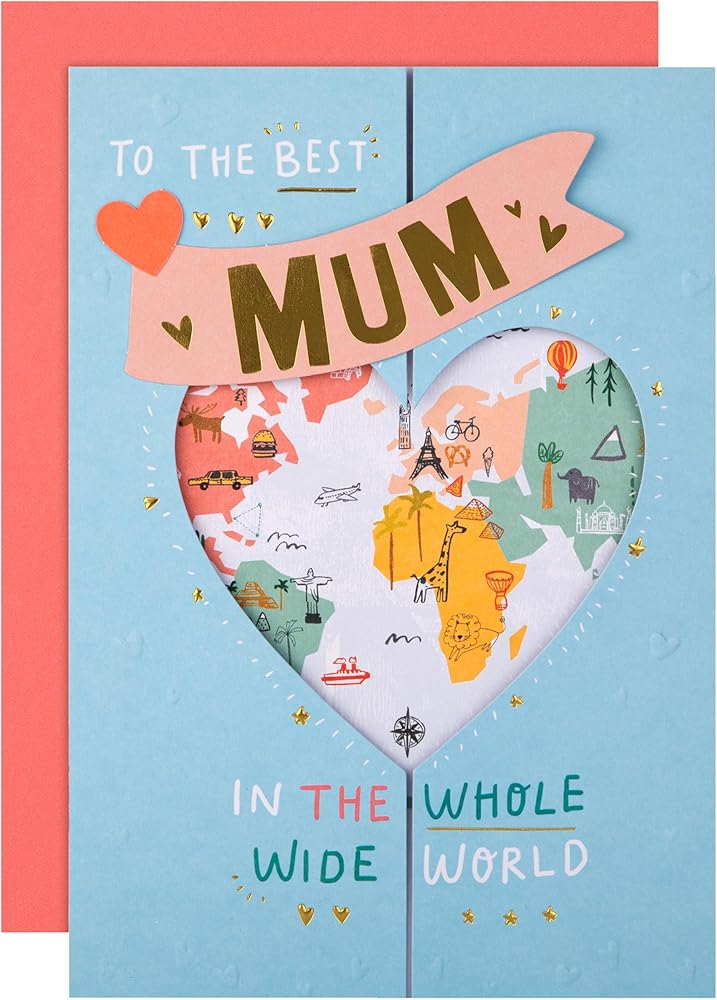 Map & Heart Design Mum Mother's Day Card