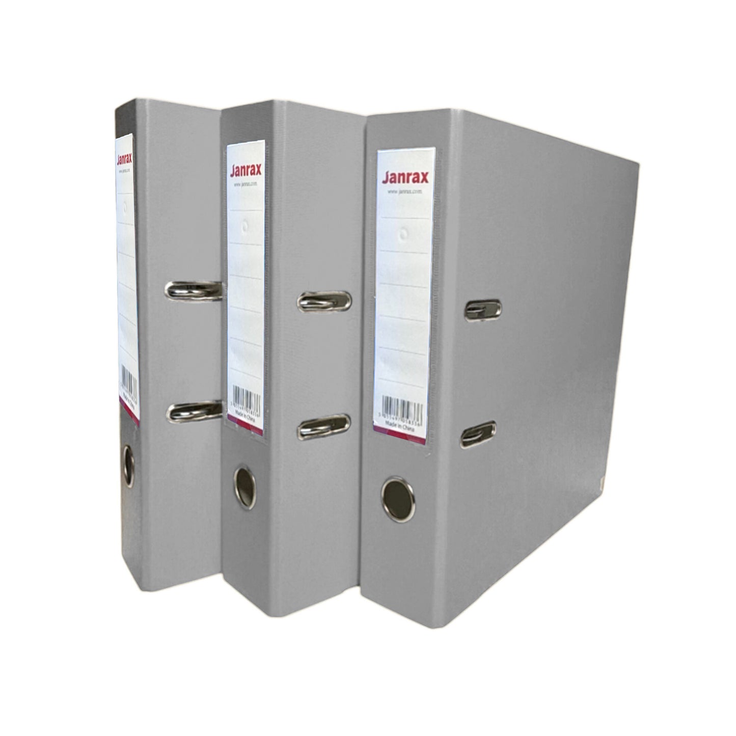 Pack of 3 A4 Grey Paperbacked Lever Arch Files by Janrax