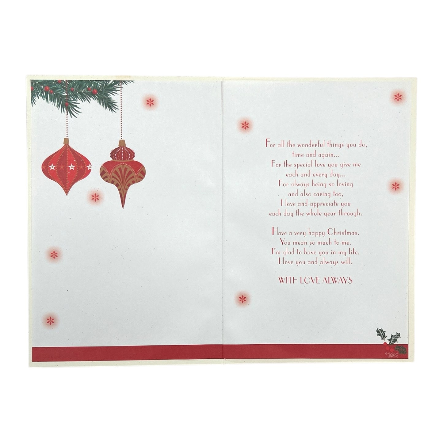 With Love to My Partner Baubles and Star Design Christmas Card