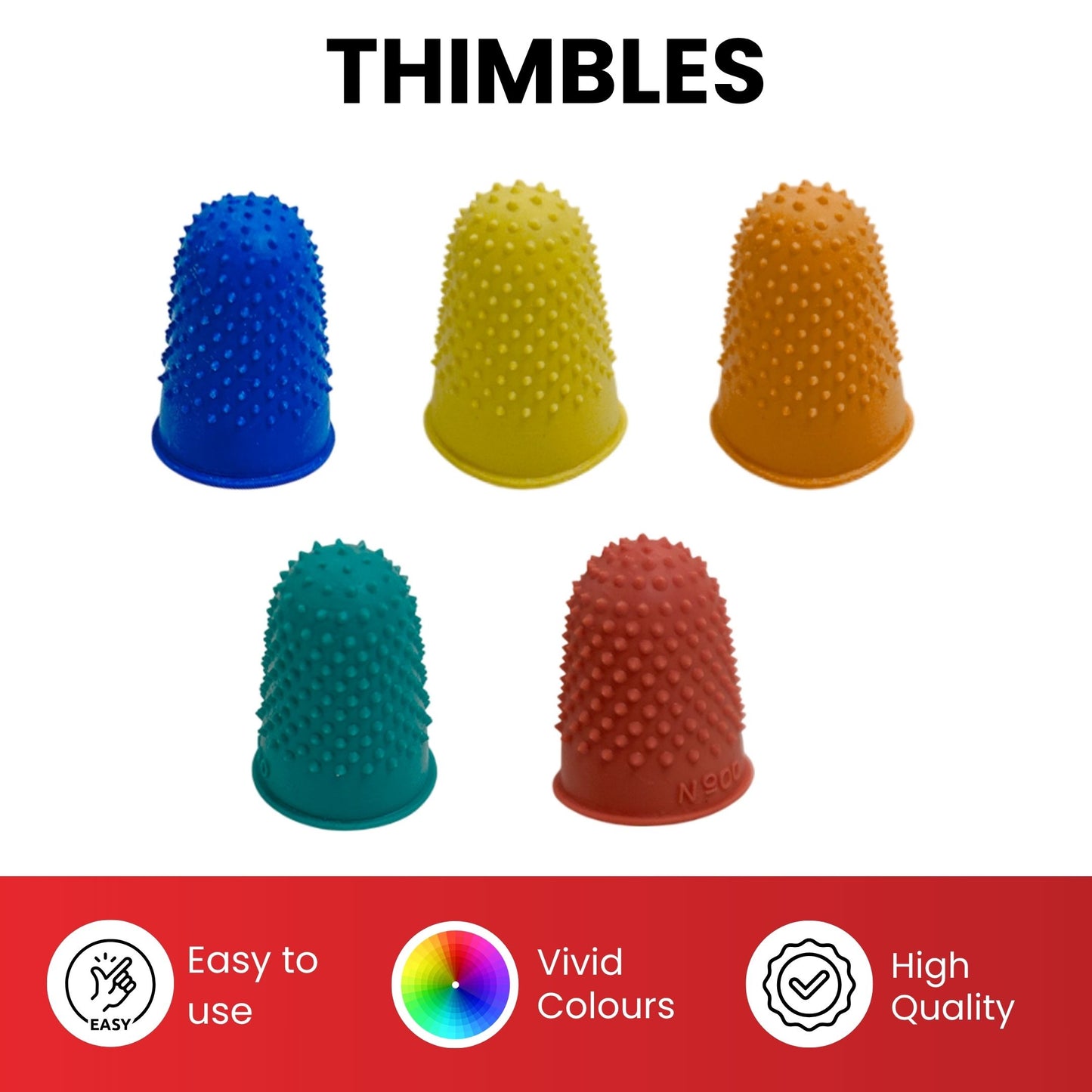 Pack of 24 Blue No.1 Rubber Thimblettes - Medium Thimble Finger Cones