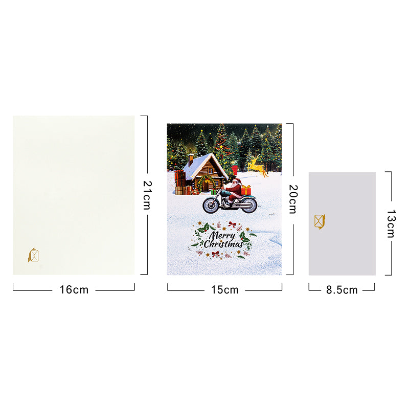 Santa on Wheels 3D Christmas Motorcycle Pop Up Card
