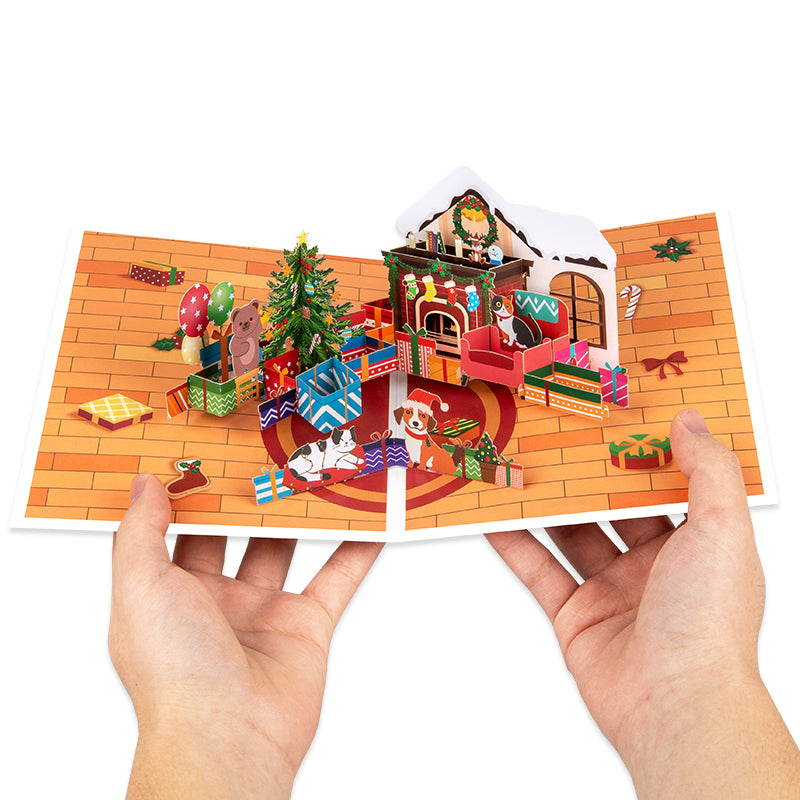 A Warm Xmas Eve Holiday 3D Pop Up Christmas Card