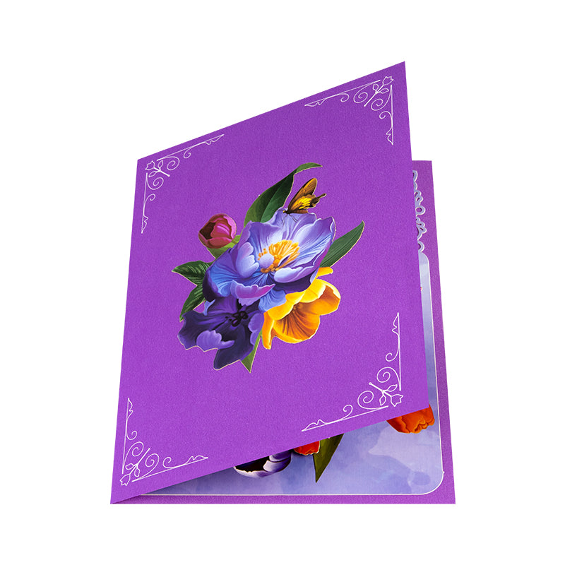 Joyful Blossoms Spring Bouquet 3D Pop Up Greeting Card