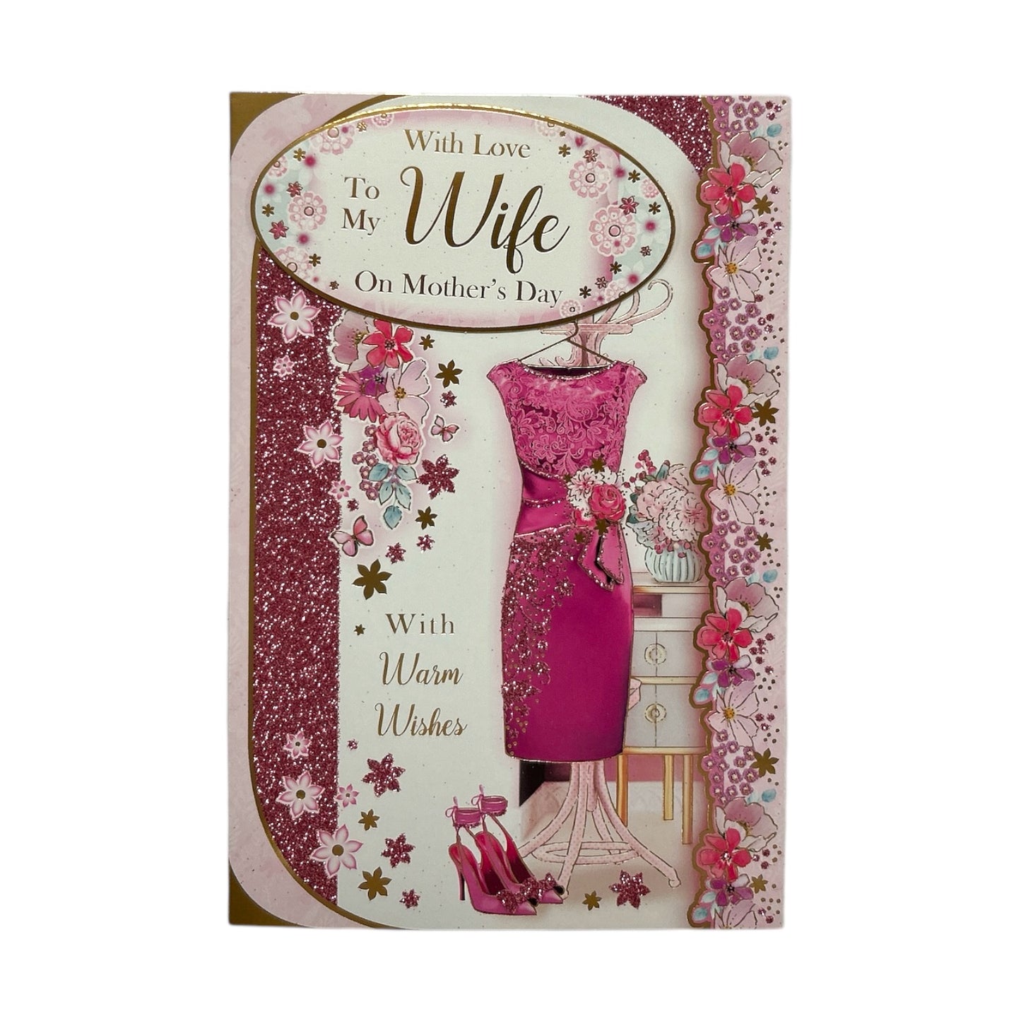 To My Wife Beautiful Pink Dress Design Mother's Day Card