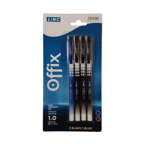 Pack of 4 Linc Pens 3 Black 1 Blue