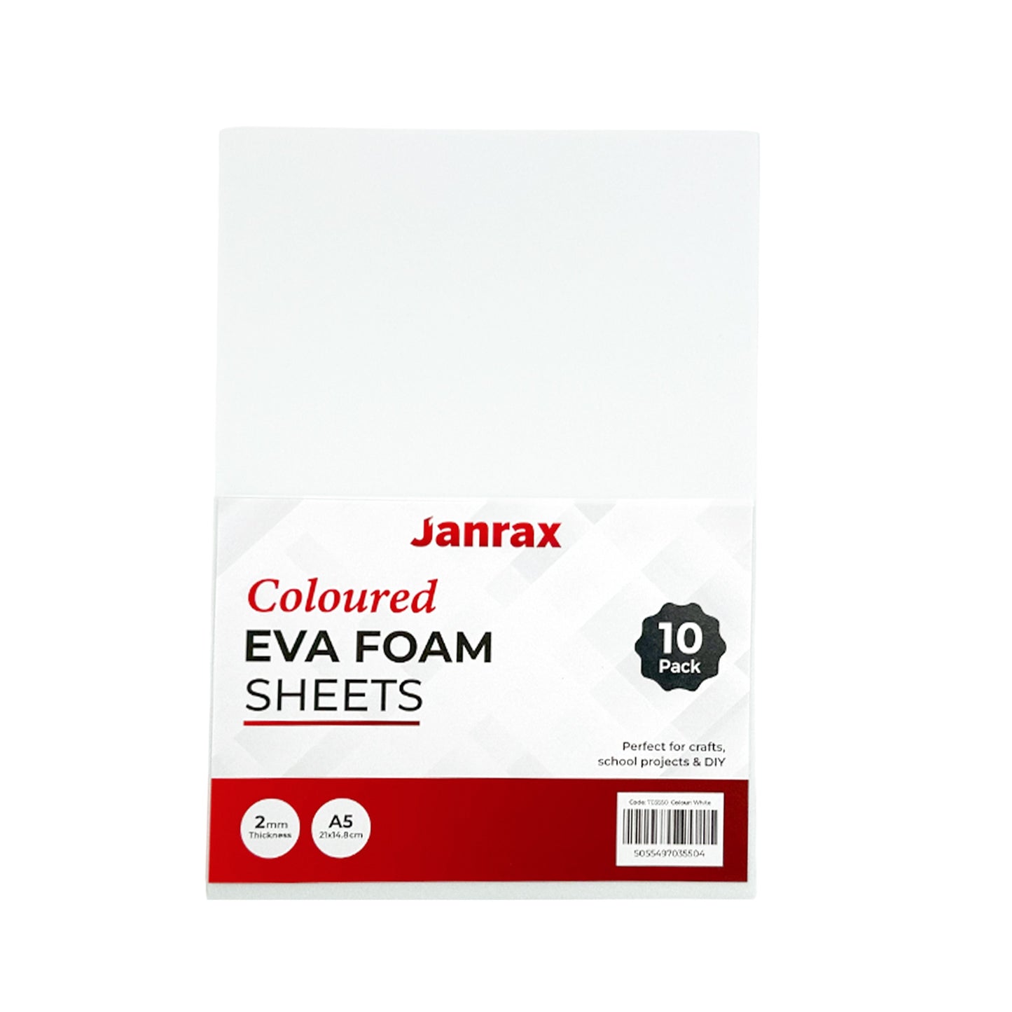 Pack of 50 A5 White Coloured EVA Foam Sheets